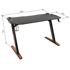 Стол компьютерный SKILLL CTG-003 120X60, Черная рама/черная столешница 